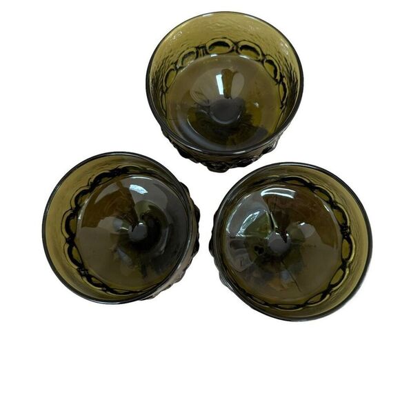 Tiffin Franciscan Madeira Sherbet or Champagne Olive Green Smoke Glasses (3) - Picture 4 of 7